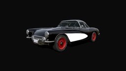 Classic american sportcar 57 chevrolet, muscle, chevy, corvette, classic, sportscar, musclecar, c1, oldcar, low-poly-model, classiccar, low-poly, vehicle, lowpoly, racing, usa, vette