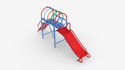 Playground barrel slide 01 barrel, child, slide, play, park, exercise, outdoor, playground, climb, metal, activity, childhood, recreation, swinging, game, 3d, pbr, sport