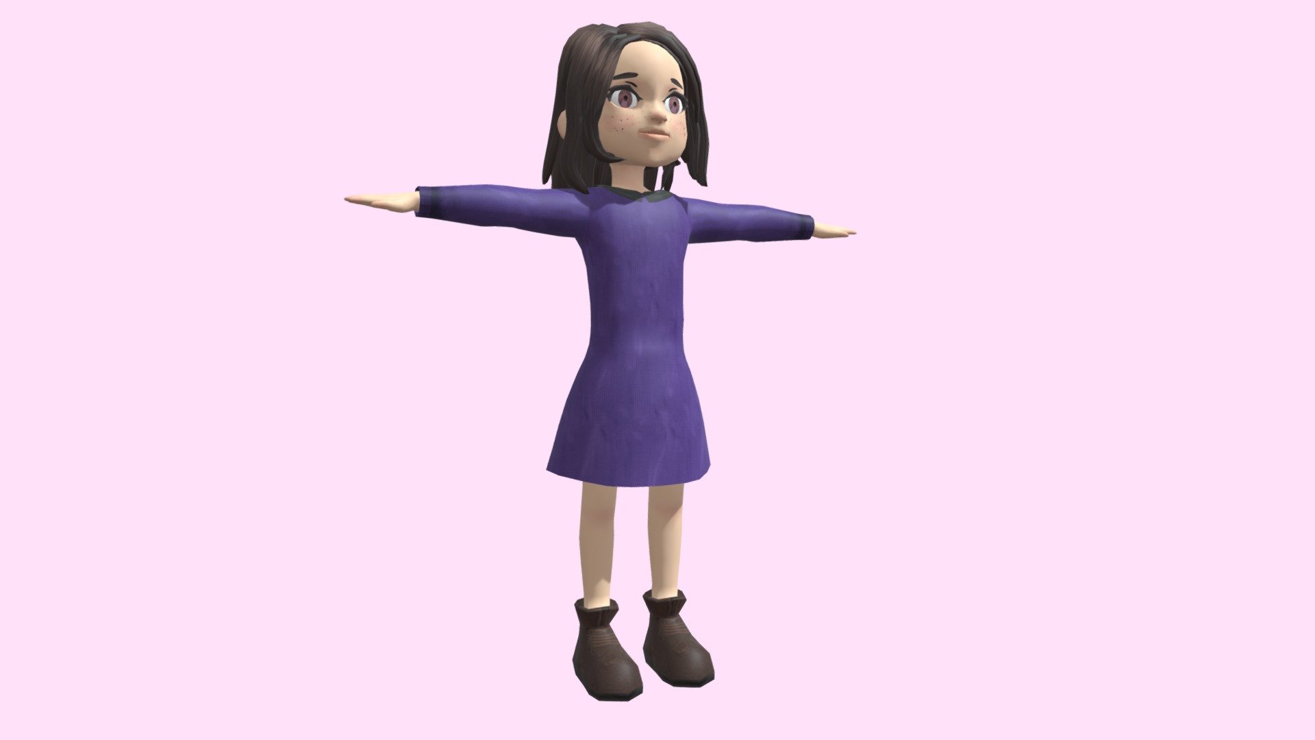 I'm going to use this character for a future proyect, so let me know what you think - Little girl in a purple dress - 3D model by AxeelSM 3d model