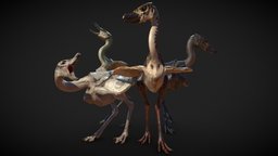 Flightless Alien Bird beast, bird, realistic, alien, fauna, game-ready, ostrich, wildlife, emu, low-poly, pbr, sci-fi, creature, animal, monster, fantasy, rigged, noai