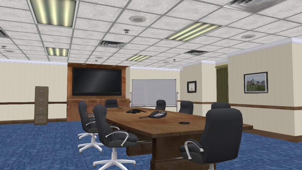 Conference Room medium resolution scene under 50k polygons.

This version is using low resolution textures since it is streaming over web. Available on Turbosquid: -link removed- - Conference Room Scene - 3D model by polypro 3d model
