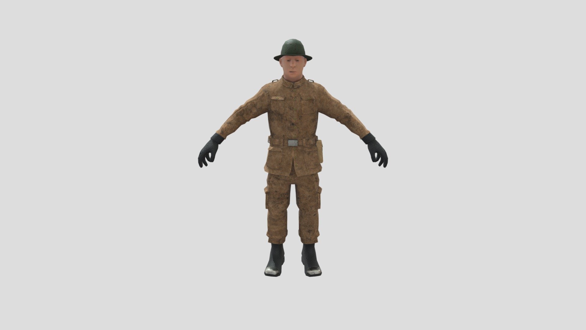 Was trying to make a ww1 style army guy, didn't get around to finishing but this is where I'm up to 3d model