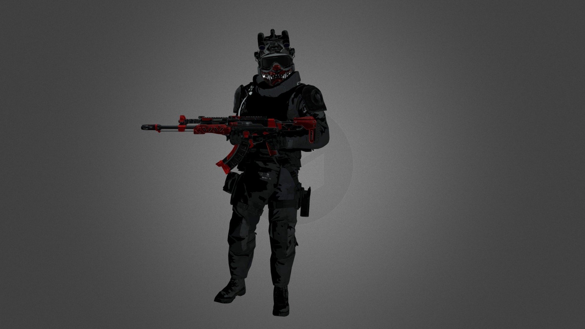 Velikan personaje de Cod Mobile con una AK 47 Red Action - Velikan - 3D model by ElManquito 3d model