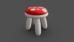 mushroom stool stool, cute, mushroom, prop, seat, furniture, decor, props, chair, stylized, decoration