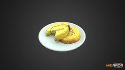 [Game-Ready] Sweet Pumpkin Roll Cake with Bite food, cake, roll, 3dscanning, photogrametry, realistic, sweet, dessert, bakery, foodscan, 3dscan, pumpkin, noai
