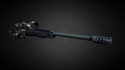 Orsis SE T-5000 M blend, power, shot, normalmap, fire, sniperrifle, sniper-rifle, orsis-se-t-5000-m, game, blender, lowpoly, blender3d, model, gun, cycles, black, guns