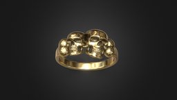 Skull Ring jewelry, silver, skull, ring, gold, bones