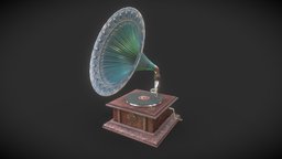 Gramophone retro, props, realistic, old, substancepainter, substance, game