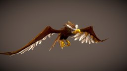 Stylized Fantasy Eagle flying, rpg, bird, eagle, mmo, rts, fbx, feathers, moba, handpainted, pbr, lowpoly, animation, stylized, fantasy