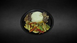 steak with rice food, plate, rice, dish, potatoes, steak, vegetable, vegetables, corn, plates, steak-house, foodscan, food3dmodel, steaks, peper, photoscan, photogrammetry, steakhouse