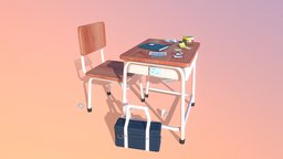 Anime Classroom food, school, toy, japan, pen, desk, card, study, paper, class, asia, trash, bag, asian, table, bread, note, jk, messy, rubic, book, chair, student, anime, japanese, pancil