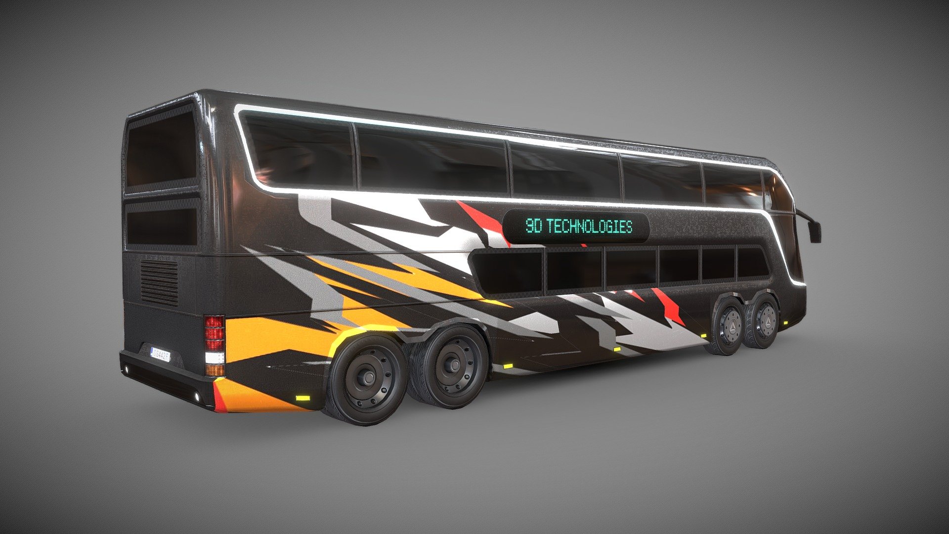 Neoplan Megaliner gameready 3d model with PBR textures under 10k game verts, modeled in maya and textured in substance painter - Neoplan Megaliner Game ready 3d model - 3D model by laraibbokhari 3d model