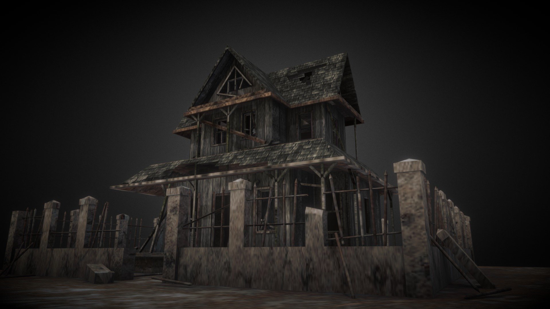 DILAPIDATED HAUNTED HOUSE 1
IN STYLE OF AMERICAN PRAIRIE GOTHIC
INSPIRED BY AMYTIVILLE
THE TEXTURES ARE NOT THE BEST - WIP IN PROGRESS - Old HAUNTED ABANDONED HOUSE RUIN - 3D model by #digitalartworm (@fahycolm) 3d model
