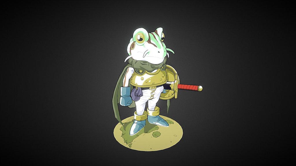 Frog from the game chrono Trigger.
I tried to translate the concept of Yuji Horii in 3D

 - Frog-Chrono Trigger - Download Free 3D model by Marc_A_D (@falloune) 3d model