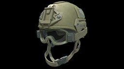 Exfil Ballistic Helmet With Goggles armor, goggles, soldier, army, security, equipment, tactical, ballistic, exfil, helmet, gear