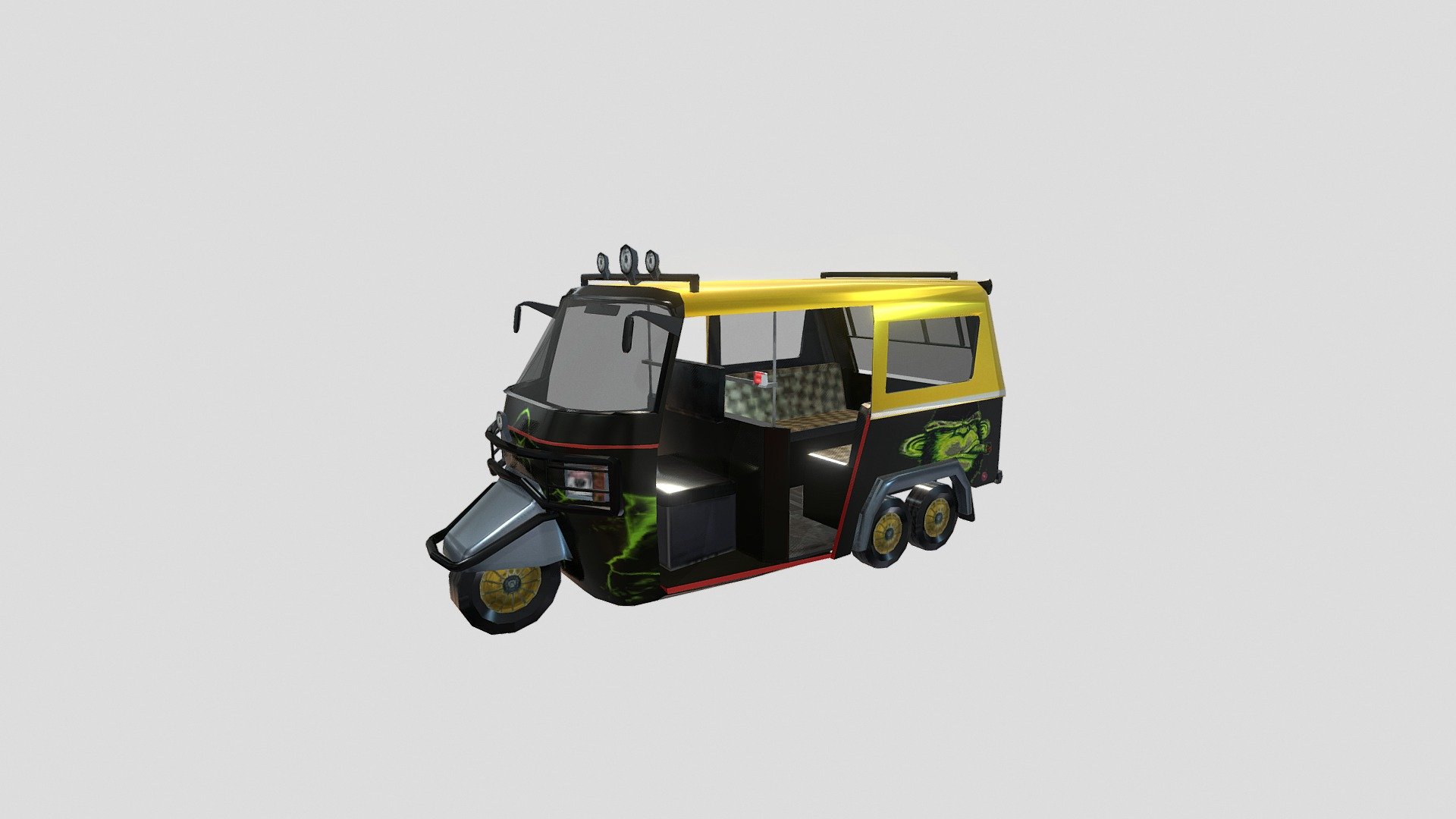 Working on a series of models from my time exploring South East Asia, starting with a Tuk Tuk fromIndia . Modeled in Blender and textured in Substance Painter 3d model