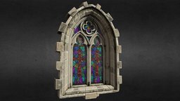 Gothic Window Archway gothic, stainedglass, maya2017, pbr-texturing, stained-glass-window, substancepainter, substance, gameart, zbrush