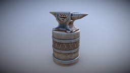 Anvil wooden, viking, anvil, metal, props, tool, old, unity, unity3d, home, wood, decoration, interior