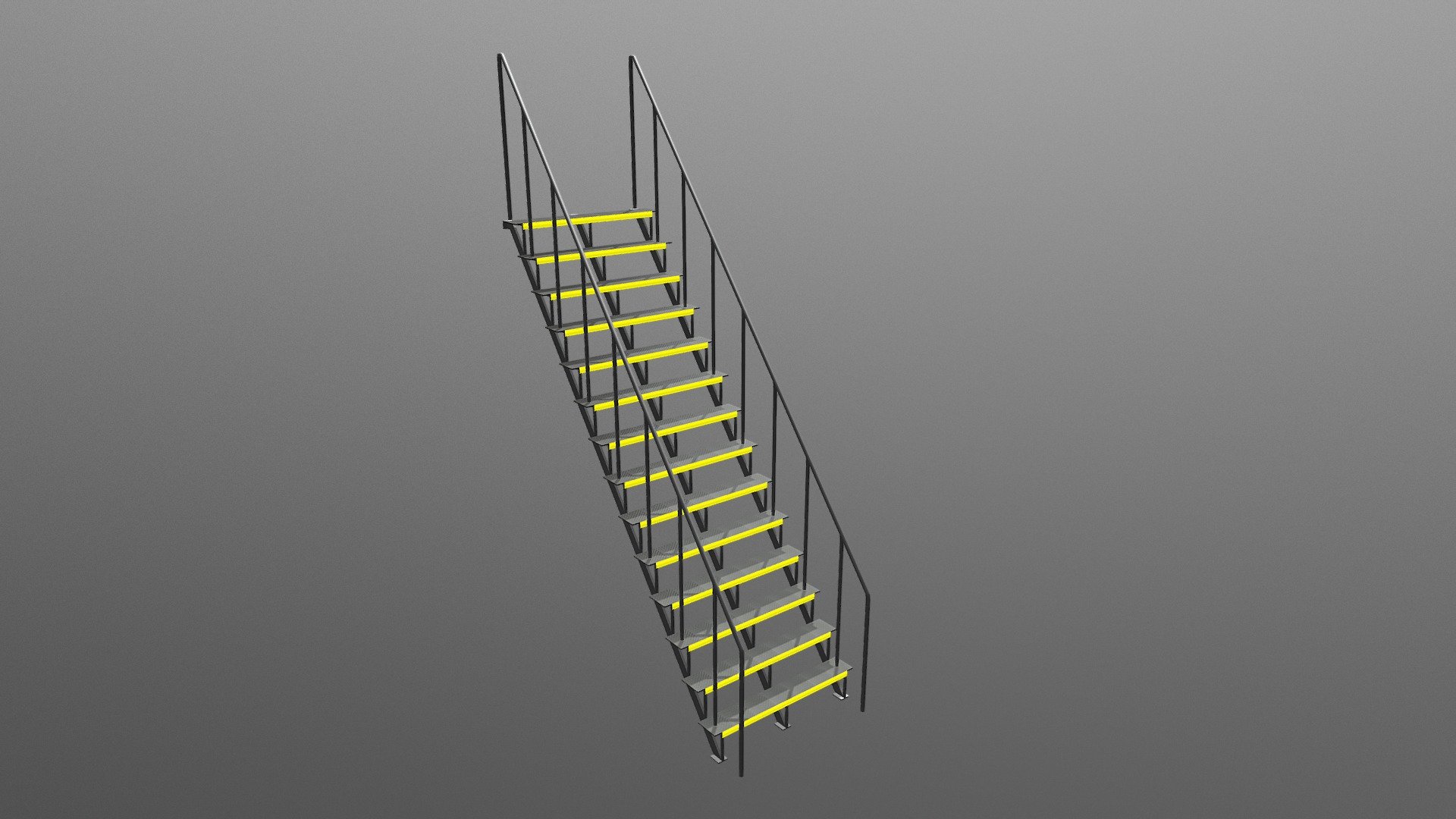A 9 foot tall, steep stair-ladder with a 52 degree incline, 2' by 6