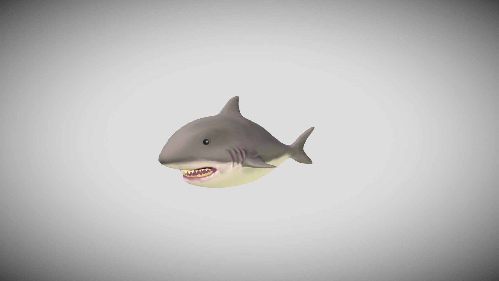 Low poly stylized great white shark 3d model