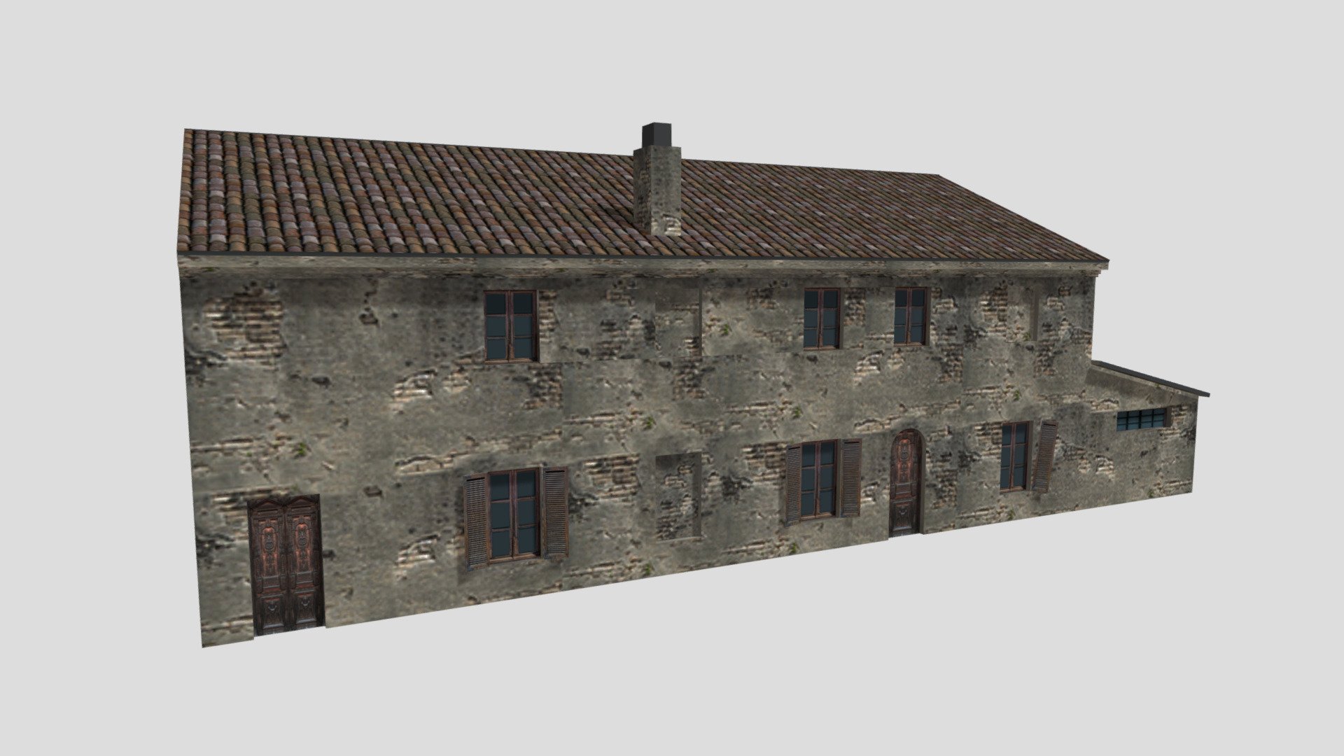 Low Poly model, Game Ready, UV Mapped
Texture Maps: d, s, i, n
Typical abandoned country house found in the Italian countryside

For information or for the creation of customized models upon request, contact the Facebook page https://www.facebook.com/3dLowPolyModels - Italian abandoned country cottage - 3D model by CSModels 3d model