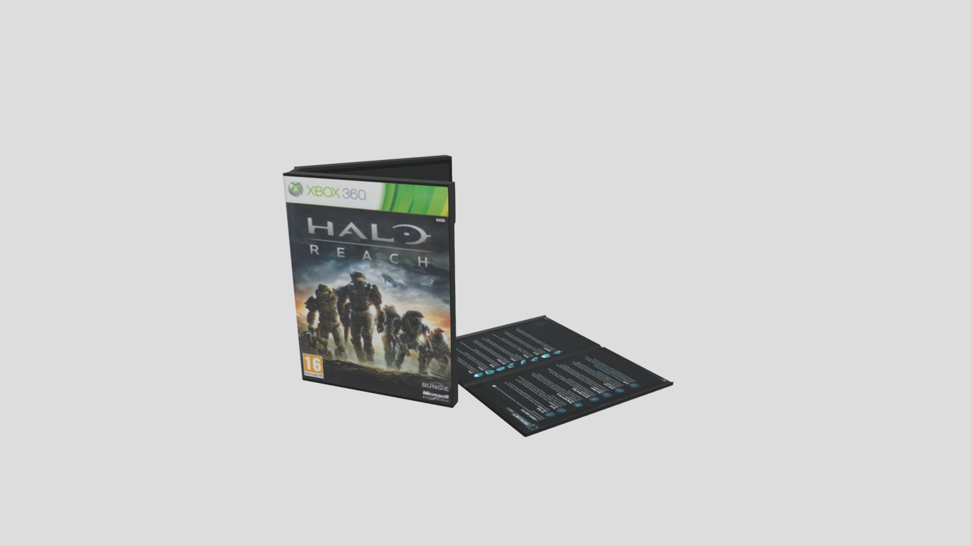 This is a model of the game case for Halo Reach including the game disk, Xbox live Gold code sheet and a Field Manual from Halo Reach - Halo Reach Video Game Case - 3D model by lucien lawson (@lucienlawson1) 3d model