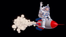 Astronaut in spacesuit riding on rocket flying, universe, discovery, booster, explorer, spaceman, cowboy, astronaut, galaxy, rocket, traveler, spacesuit, cosmonaut, cosmos, rocketship, fantasy, space