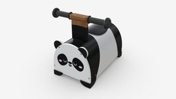 Panda baby ride-on object, wooden, cute, little, baby, kid, toy, happy, rocking, panda, child, play, ride, plush, childhood, 3d, pbr, chair, decoration, blue