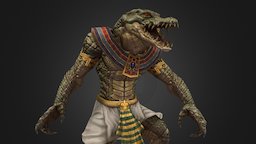 Egypt Crocodile Man beast, egypt, crocodile, animals, creatures, game, lowpoly, mobile, monster