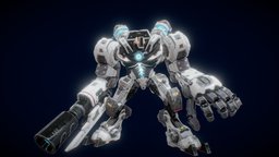 Destruction Robot armored, titan, machine, annimation, steel-construction, weapon, blender, lowpoly, robot, war-weapon