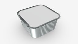 Food foil tray 04 food, packaging, cuisine, dinner, aluminum, silver, ready, tray, meal, mockup, metal, box, cooking, lunch, preparation, foil, 3d, pbr, container