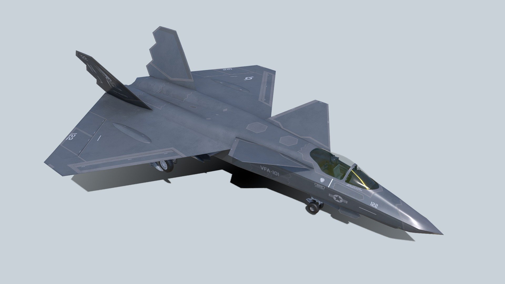 A proposed naval variant of the YF-23 known as the NATF-23 was considered as an F-14 Tomcat replacement. The original YF-23 design was first considered but would have had issues with flight deck space handling, storage, landing, and catapult launching reasons requiring a different design. A NATF-23 wind tunnel test model DP527, tested for 14,000 hours, was donated by Boeing in 2001 to the Bellefontaine Neighbors Klein Park Veterans Memorial - YF-23 naval NATF-23 - Buy Royalty Free 3D model by Tim Samedov (@citizensnip) 3d model