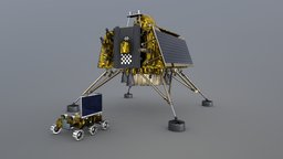 Vikram Lander Chandrayan 3 & Pragyan Moon Rover moon, b3d, nasa, dish, india, rover, spacestation, 3, satallite, isro, moonlanding, vikram, bharat, blender, blender3d, space, chandrayaan3, pragyan, chandrayaan, vikramlander, chandrayan