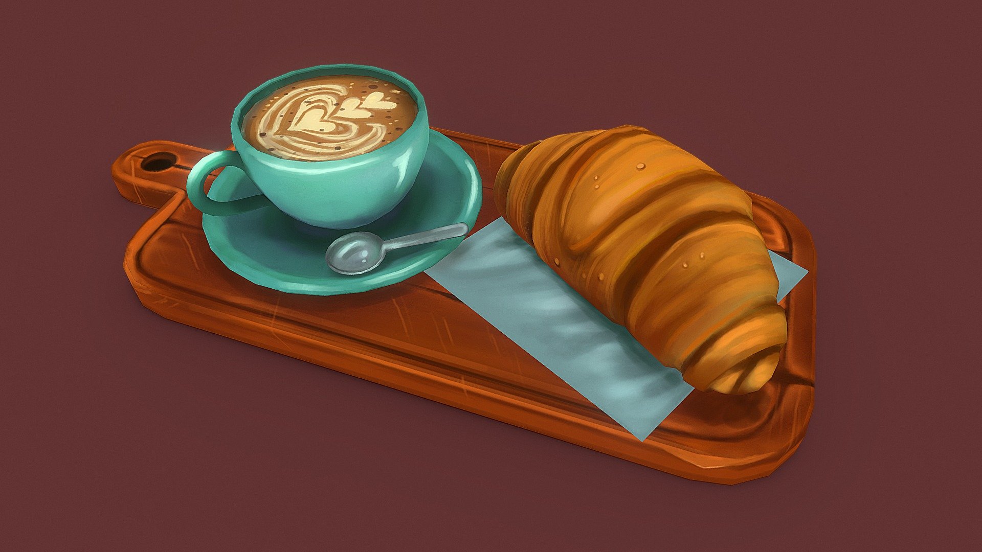 Decided to make this for the Sketchfab Weekly prompt: Coffee. This was super fun to make and took about a full day in total to model and handpaint. Very much inspired by cottage core aesthetic and kept it stylized/fun 3d model