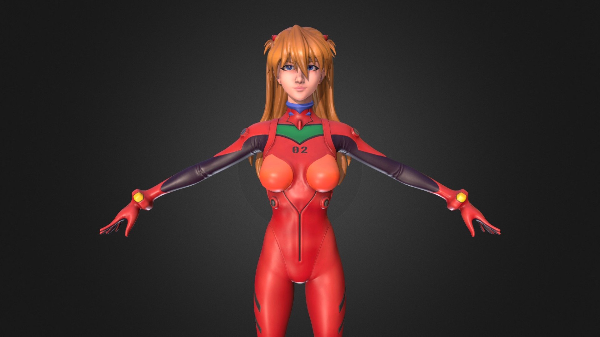 Hi
My name is CheRa and I am learning 3D modeling. This is Asuka Langley. The character designs were mostly based on the Evangelion TV series.

Would you like to know more? 

Portfolio: https://www.artstation.com/chera3d

YouTube: https://www.youtube.com/c/chera3d

Discord server: https://discord.gg/gCmquSA6m6

Like and Follow me on artstation and youtube. This is very important for me. Thx a lot!!! - Asuka Langley A-Pose - Download Free 3D model by CheRa (@chera3d) 3d model