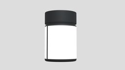 Plastic Jar with label empty, pills, lid, can, tin, jar, mockup, medicine, label, bottle, container, plastic, highpoly