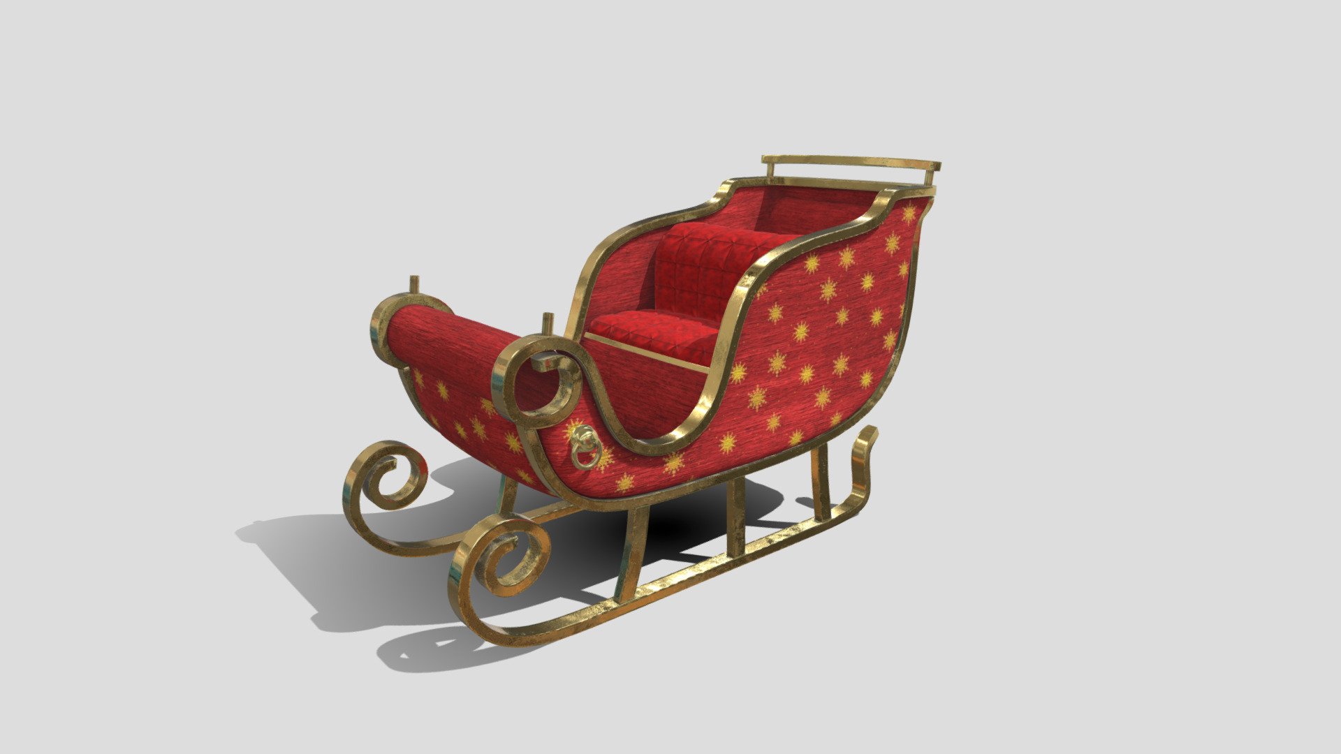 Low poly 3d model of red sled with golden ornaments - Holiday decorated Sled - Buy Royalty Free 3D model by assetfactory 3d model