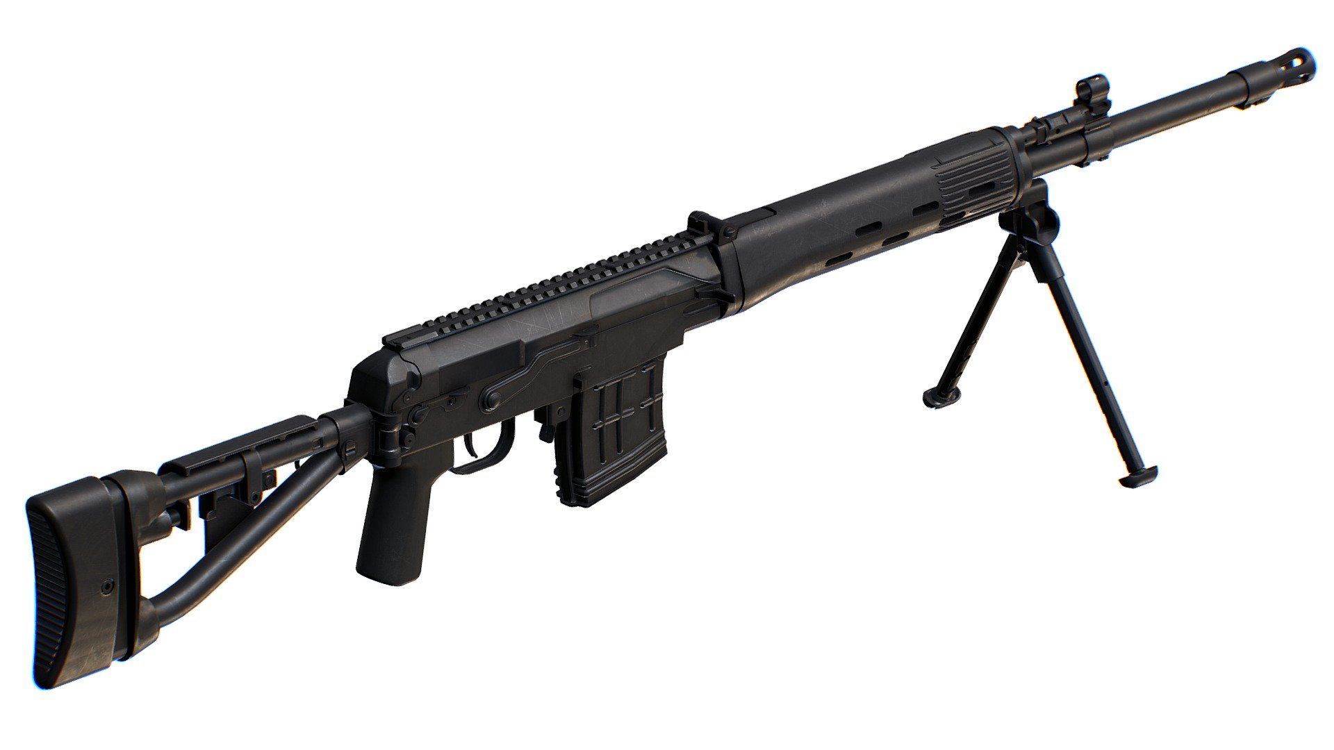 Russian Dragun Sniper Rifle SVDM LowPoly model -4096x4096 textures, 3dsMaya file included 3d model