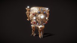 Chinese ancient artifact cup ancient, jewelry, china, artifact, chinese, old, art, lowpoly, cup, gold, artifactmodelingchallenge