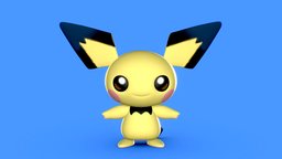 Pichu cute, pokemon, b3d, happy, 3dprinting, print, pichu, 3dprint, blender, model, anime