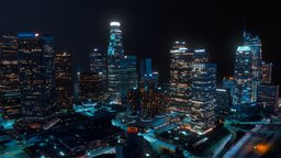 LA Night City modern, skyline, archviz, us, drone, area, los, aerial, ny, urban, cyberpunk, mid, night, travel, la, skyscraper, nc, central, town, angeles, downtown, downloadable, phoogrammetry, angles, freemodel, photoscan, futuristic, usa, city, free, download, ue5
