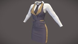 $AVE Female Shirt Vest Mini Skirt Uniform