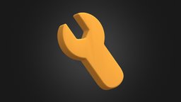 Cute Low Poly Wrench object, cute, uv, icons, tidy, game, low, poly, simple