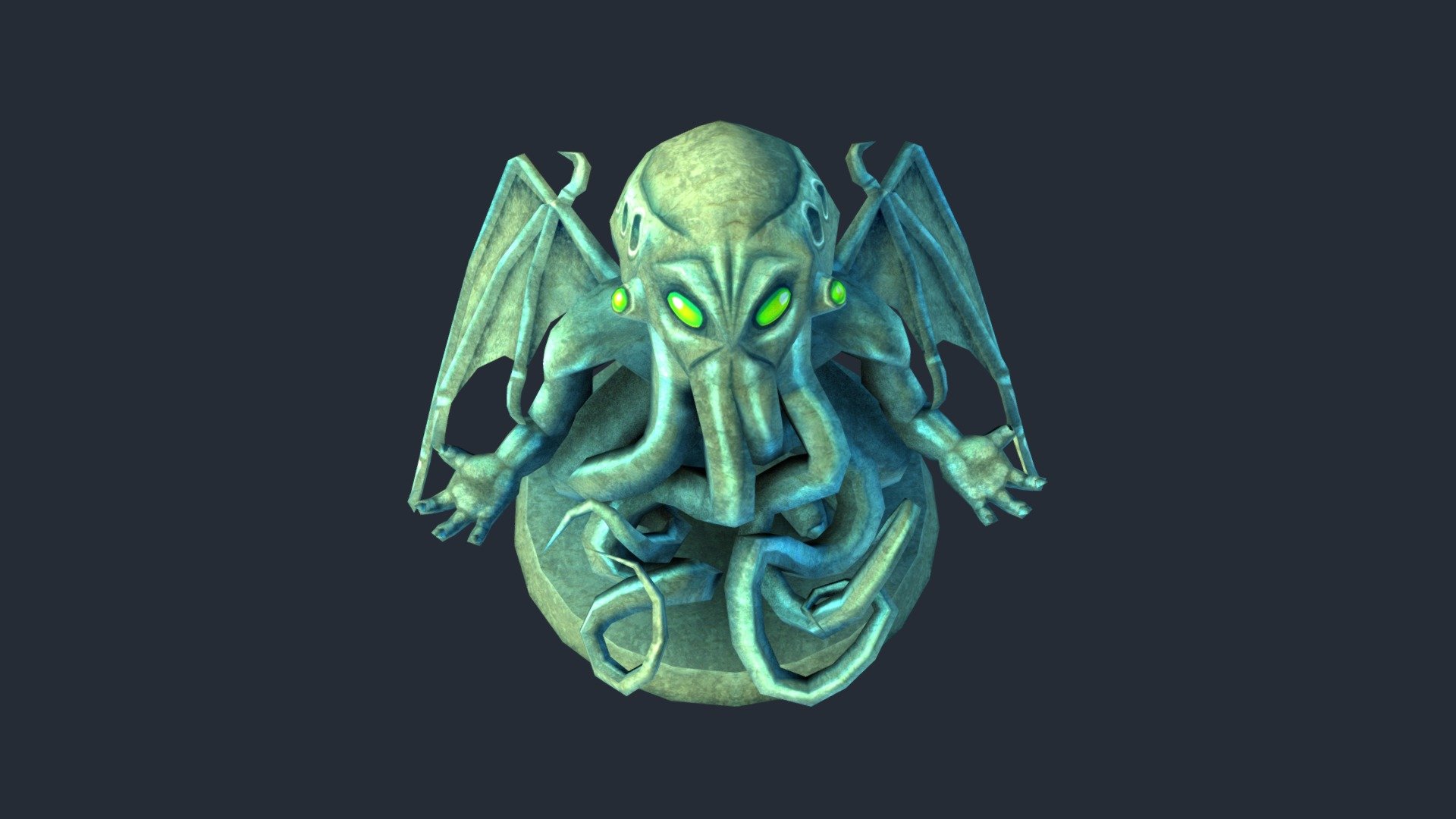 This is from our game Tesla vs Lovecraft. A top-down shooter where you fight against lovecraftian horrors as Mr. Tesla - the inventor extraordinaire.

http://teslavslovecraft.com - Tesla vs Lovecraft - Cthulhu Statue - 3D model by 10tons 3d model