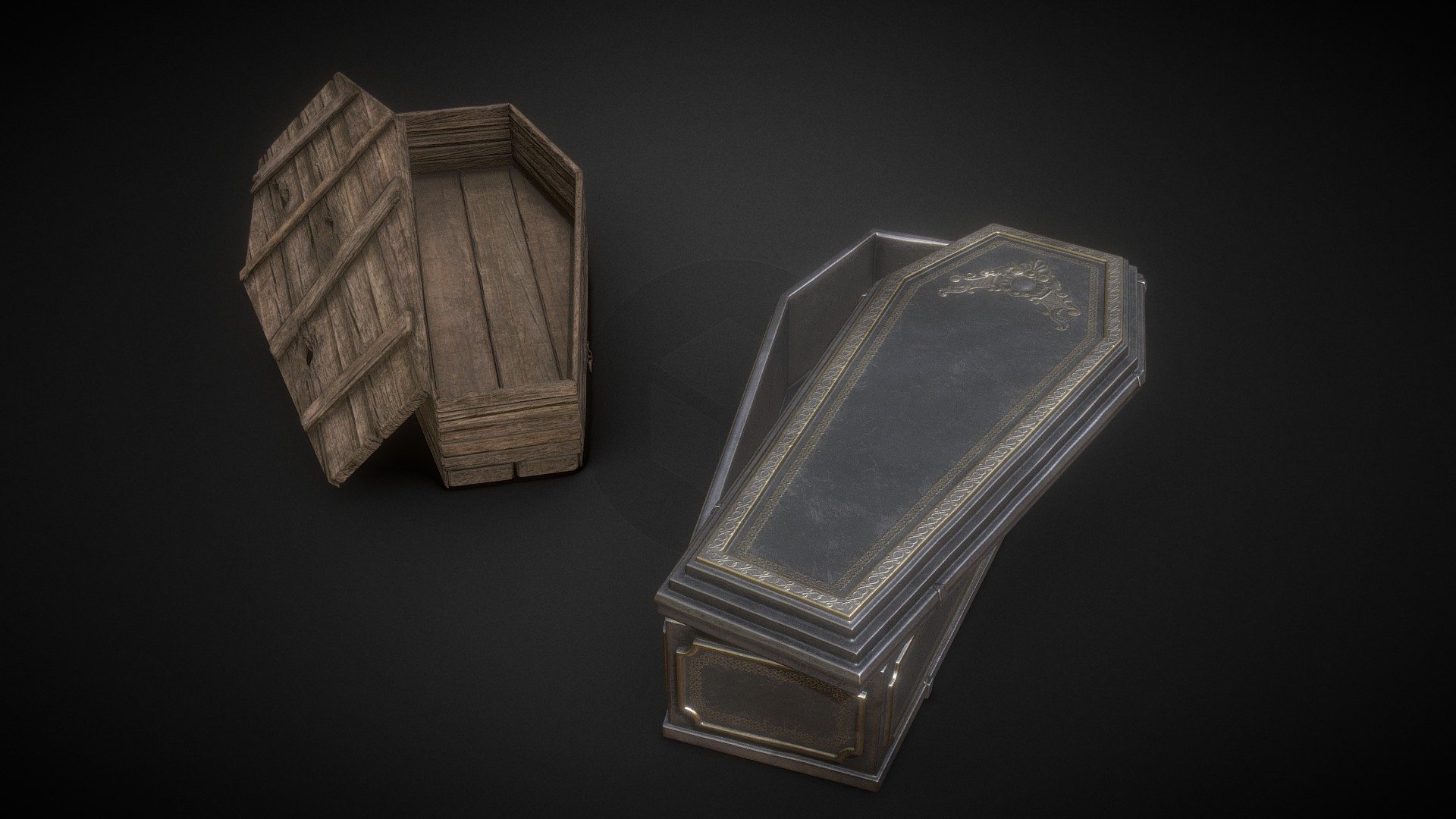 One of the model from Cemetery pack - Wood and metal coffins - 3D model by gd_dm 3d model