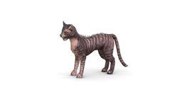 LowPoly Monster Cat green, cat, style, tiger, spikes, pet, grey, bobcat, spirit, mammal, predator, cats, claws, vr, mobs, stripes, lion, farm, eyes, fangs, nps, mustache, low-polygon, lynx, game, texture, lowpoly, monster