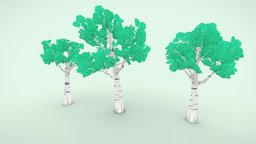 Lowpoly Birch Tree 3D Pixel Art tree, birch, cartoon, blender, lowpoly, anime, pixelart
