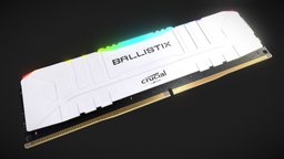 Crucial BALLISTIX 8GB DDR4 3600 RAM | White RGB computer, gaming, pc, stick, ram, rgb, ddr4, 8gb, crucial, blender, 3600, ballistix