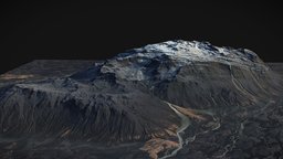 Iceland Black Mountains (World Machine) (2) terrain, winter, snow, ground, cliff, iceland, background, vista, stone, gameready, environment