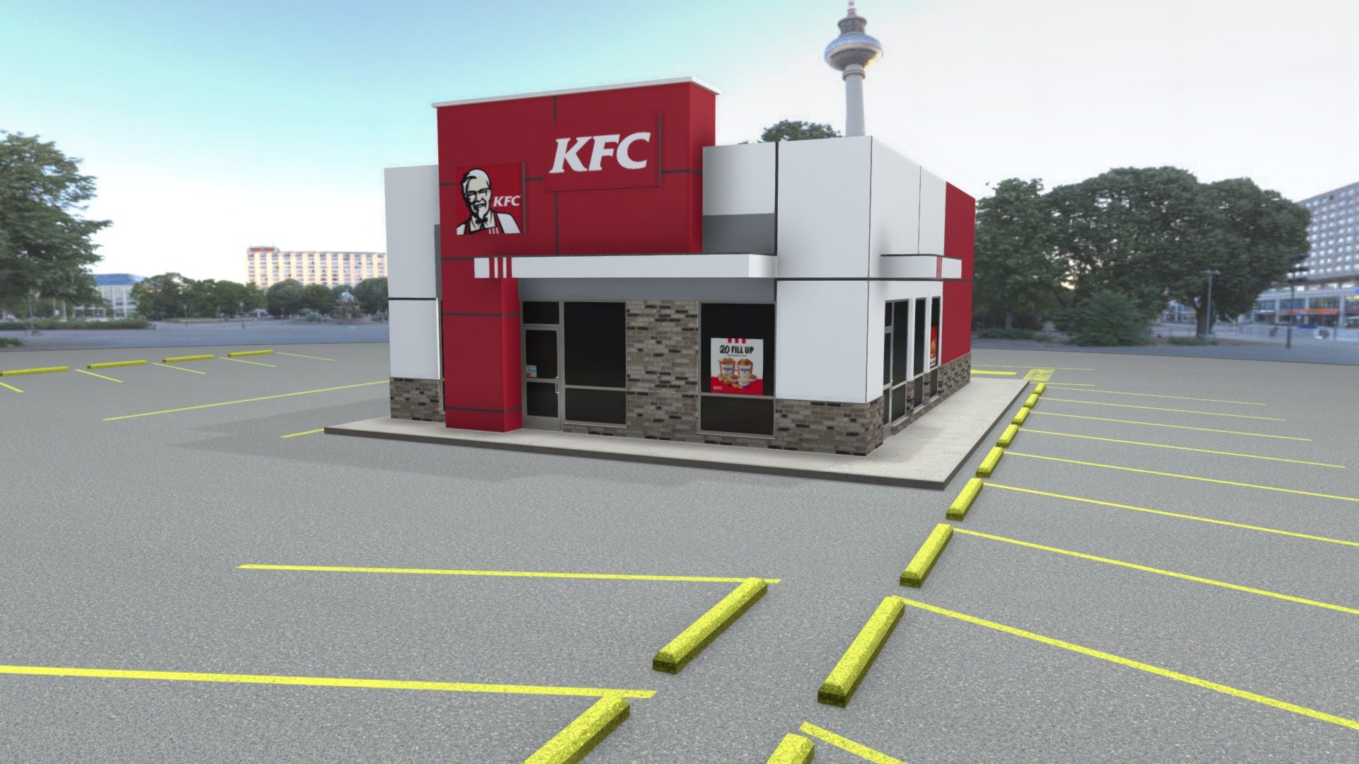 Kentucky Fried Chicken Restaurant - Kentucky Fried Chicken Restaurant - Buy Royalty Free 3D model by jimbogies 3d model